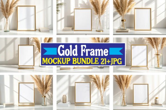 Download Gold Frame Mockup Bundle 07 - Frame mockup Collection